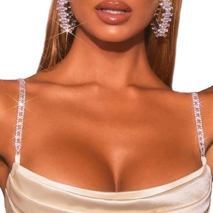 1Pair Rhinestone Shoulder Strap Chain Jewelry for Women Sexy Bridal Crystal Shoulder Lingerie Chain Rhinestone Wedding Body Bra Straps Dress Jewelry Accessories - color: Silver