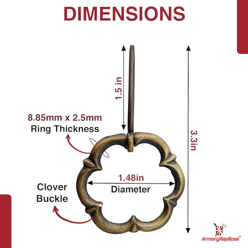 Armory Replicas™ Hand Forged Solid Brass Medieval Cloak Brooch – Viking, Celtic & Fibula Garment Pin Collection - style: Clover Brooch