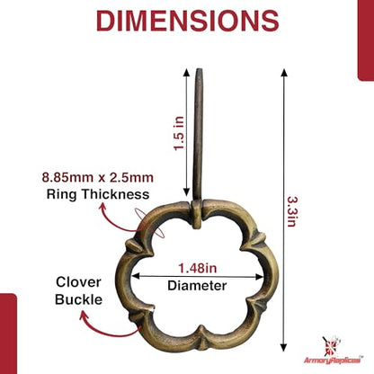 Armory Replicas™ Hand Forged Solid Brass Medieval Cloak Brooch – Viking, Celtic & Fibula Garment Pin Collection - style: Clover Brooch