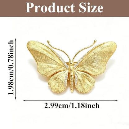 Gold Butterfly Rhinestone Brooch Pin for Women Exquisite Golden Brooch Pin Elegant Dress Broochs Pins Suit Shirt Broochs Pins Butterfly Jewelry Accessories Gift - color: Gold 1