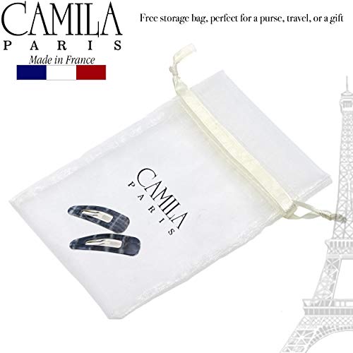 Camila Paris CP3094 French Hair Barrettes Clips, Snap Hair Slides Clic Clac for Women, Styling Girls Side Slide-in Metal Snap Pin Hair Accessories for Women. Strong Hold, No Slip Grip, Made in France - color: Gray 2"