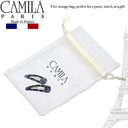 Camila Paris CP3094 French Hair Barrettes Clips, Snap Hair Slides Clic Clac for Women, Styling Girls Side Slide-in Metal Snap Pin Hair Accessories for Women. Strong Hold, No Slip Grip, Made in France - color: Gray 2"