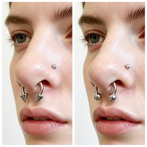 F136 Titanium 20/18/16/14/12/8/4/2g Septum Nose Rings Gauge Earrings Lip Rings Prince Albert Jewelry Internally Threaded Horseshoe Hoop Piercings - size: 14g*10mm