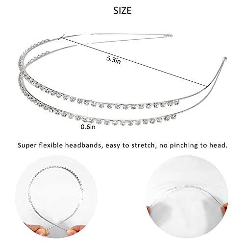 Wecoe 4 Pack Silver Rhinestone Headband Flower Girl Bridal Wedding Headband Crystal Headpiece Flower Leaf Butterfly Metal Hairband Girls Hair Accessories For Women Girls Gifts | Sparkling crystal silver headbands, perfect for bridal & party looks - color: