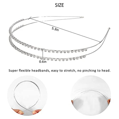 Wecoe 4 Pack Silver Rhinestone Headband Flower Girl Bridal Wedding Headband Crystal Headpiece Flower Leaf Butterfly Metal Hairband Girls Hair Accessories For Women Girls Gifts | Sparkling crystal silver headbands, perfect for bridal & party looks - color: