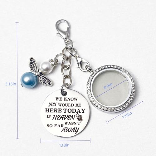 Memorial Wedding Bouquet Locket Charm DIY Photo Frame Guardian Angel Something Blue for Bride to be Bridal Gift On Wedding Day Remembrance Gifts