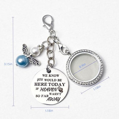 Memorial Wedding Bouquet Locket Charm DIY Photo Frame Guardian Angel Something Blue for Bride to be Bridal Gift On Wedding Day Remembrance Gifts