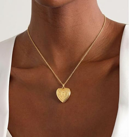 Gold Initial Heart Letter Pendant Necklace Jewelry for Women | 14K Gold Plated Fashion Waterproof Statement Cute Necklaces Dainty Personalized Name Friendship Couple Gifts for Women - color: Initial E