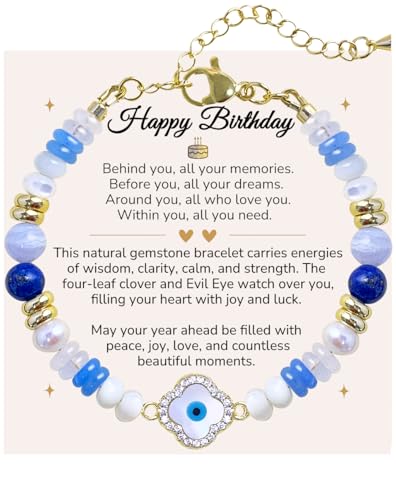 Birthday Jewelry Gifts For Girls Women, Four Leaf Clover & Heart Bracelets - color: Aura Shield