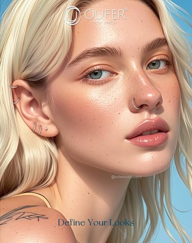 OUFER Opal and CZ 20G Nose Rings Hoops, 316L Surgical Steel Hinged Segment Nose Piercing Jewelry, Septum Lip Eyebrow Rings Cartilage Conch Rook Helix Tragus Daith Earrings For Women and Men-6/7/8MM - color: Silver