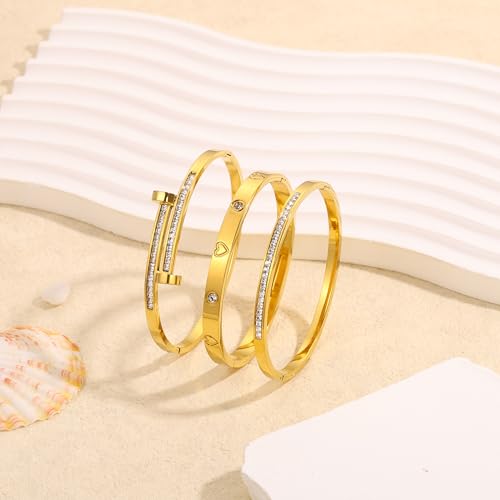 Camhanno Stackable Silver Bracelets for Women Stainless Steel Love & Friendship Bangle, Mothers Day Valentines Birthday Christmas Jewelry Gifts for Mom Her Wife Grandma - style: Style 14