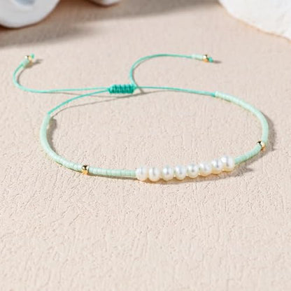 KELITCH Womens Pearl Bracelets Friendship Bracelet Handmade Miyuki Beads Charm Bracelet Holiday Gift - color: B7