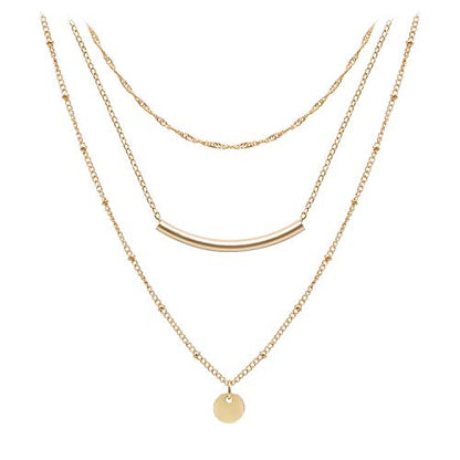 Aisansty Dainty Layered Choker Necklaces Handmade Coin Tube Star Pearl Pendant Multilayer Adjustable Layering Chain Gold Plated Necklaces Set for Women - color: Gold, style: Chain,Elegant,Gold Plated,Simple