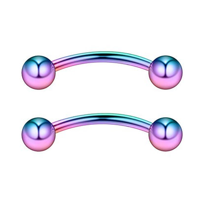 Ruifan 14G 14mm Surgical Steel Eyebrow Snake Eyes Tongue Navel Belly Ring Body Piercing Jewelry 2-6PCS - color: 14G 9/16" (14mm) Rainbow -2PCS