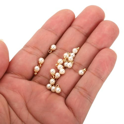 PATIKIL Pearl Charm, 100pcs Pearl Beads Faux Pearl Pendant Charm DIY for Jewelry Making Bracelets Earrings Necklace Crafts - color: Golden Beige, size: 4mm