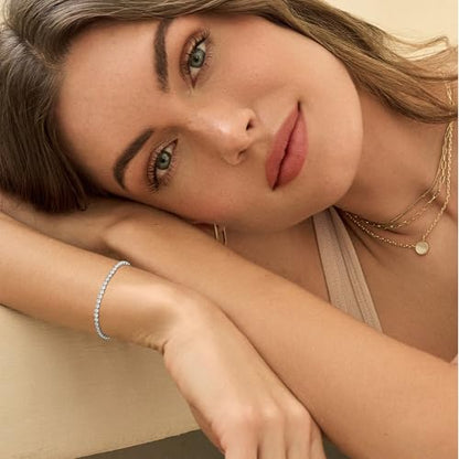3mm/4mm Cubic Zirconia Classic Tennis Bracelet 14K Gold Plated/Silver Bracelets for Women Size 6.5-7.5 Inch - color: 3mm Tennis Silver, size: 19.5cm/7.5IN