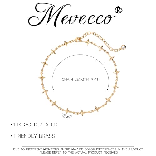 MEVECCO Anklet for Women Gold Chain 14K Gold Plated Dainty Boho Beach Summer Simple Foot Jewelry Ankle Bracelet - style: Cross