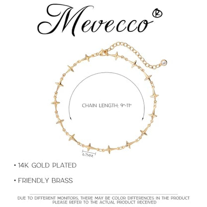 MEVECCO Anklet for Women Gold Chain 14K Gold Plated Dainty Boho Beach Summer Simple Foot Jewelry Ankle Bracelet - style: Cross