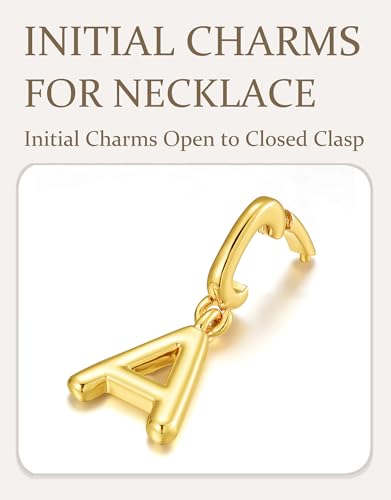OVRUNS Initial Charm for Women Letter Bracelet Necklace Charms With Clasp | Alloy,nickel,safe for sensitive skin,Pendant with install clasp,fits bracelets with necklaces,great for gift - color: Gold, style: Letter A