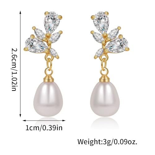 Pearl Earrings for Women Gold Pearl Drop Dangle Earrings Wedding Bridal Bridesmaid Jewelry Gifts for Women - color: Drop pearl-4