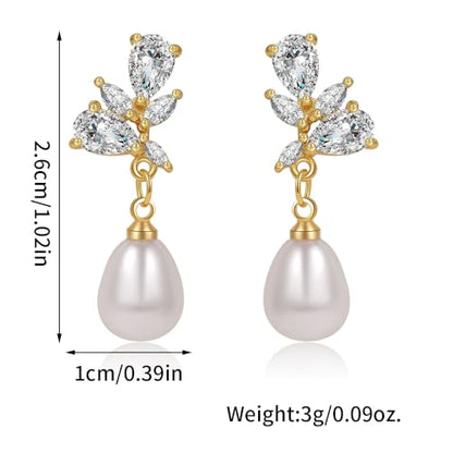 Pearl Earrings for Women Gold Pearl Drop Dangle Earrings Wedding Bridal Bridesmaid Jewelry Gifts for Women - color: Drop pearl-4