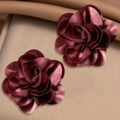 2Pack 6inch Extra Large Satin Brooches Lapel Pins Dainty Elegant Fabric Camellia Rose Flower Brooch Pin for Women Wedding Part Dance Clothes Accessories Jewelry - color: Cameo Brown