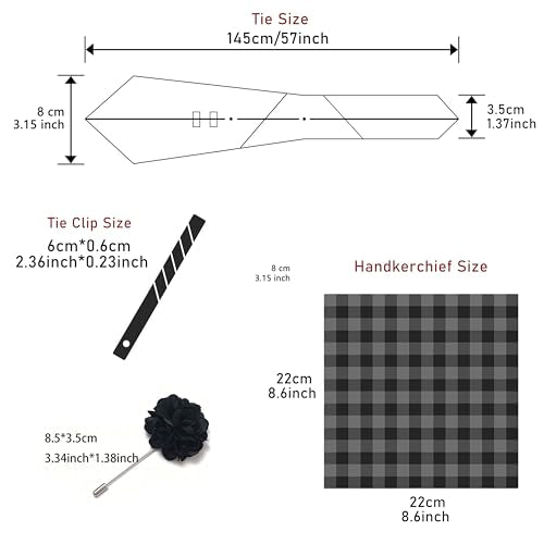 joy alice 30 Colors Solid Ties for Man Pure Color Men's Tie Set with Lapel Pin Pocket Square Tie Clip - color: Brown