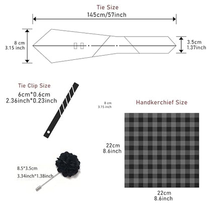 joy alice 30 Colors Solid Ties for Man Pure Color Men's Tie Set with Lapel Pin Pocket Square Tie Clip - color: Brown