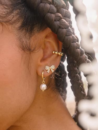 Gold Ear Cuff Earrings for Women Non Piercing Hoop | Clip on,Wrap Cartilage,14K Gold Plated,Dainty Small Simple,Hypoallergenic Everyday,Lightweight,Illusion Jewelry - color: 01. Beaded