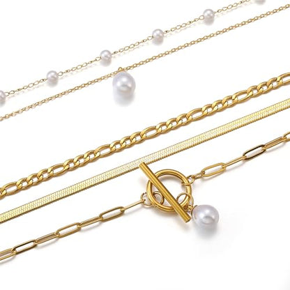 Dainty Pearl Necklace for Women Gold Plated Bridal Wedding Jewelry Trendy Cute Lariat Pearl Pendant Drop Charm Choker Stackable Necklace Gift for Women Mom Sister Daughter - color: E.3pcs
