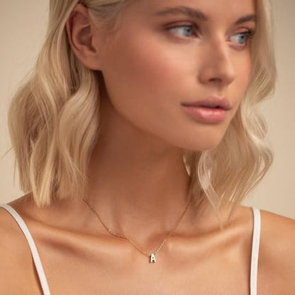 Small Initial Necklace 18K Gold Plated Stainless Steel Tiny Letter Necklace Personalized Monogram Name Necklace for Women - style: Gold S