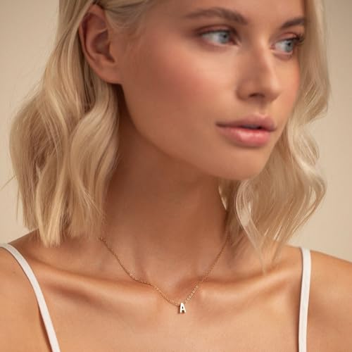 Small Initial Necklace 18K Gold Plated Stainless Steel Tiny Letter Necklace Personalized Monogram Name Necklace for Women - style: Gold U