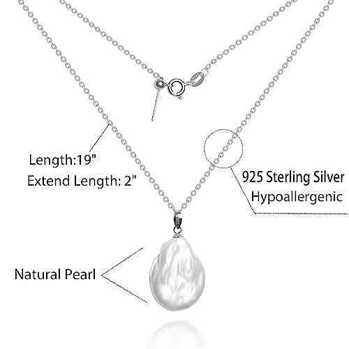925 Sterling Silver Dainty Freshwater Cultured Pearl Choker Necklace White Genuine Real Pearl Charm Necklaces Jewelry Gifts for Her - color: Baroque-Silver