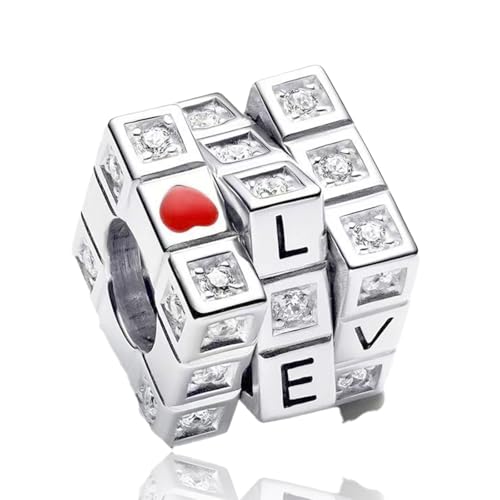 10 Pack Silver Bead Charms for Bracelets and Necklaces Pendant Dangle Beads Jewelry Gifts for Women Charm Set - color: Heart
