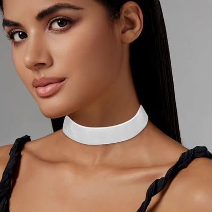 Velvet Choker Necklace for Women Goth Halloween Y2K Ribbon Collar Set - color: 2.54cm-12pcs-white