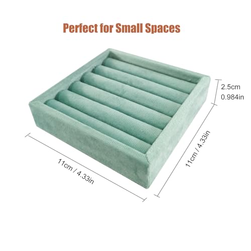 SCIKHETF Velvet Ring Earrings Studs organizer Tray Small Ring Insert Display Tray 5 Slots Stackable (Light Blue) - color: Light Blue