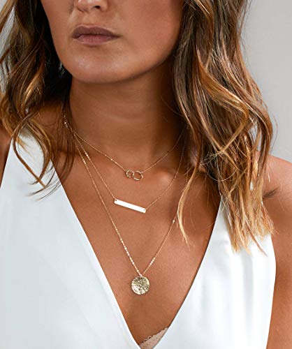 YANCHUN Layered Necklaces for Women Gold Necklace Stack Star Heart Choker Dainty Necklace Love Heart Chain Jewelry Gifts for Women - color: F:Gold Layer Circle Necklace