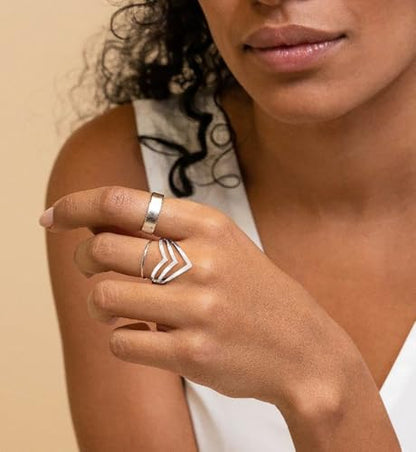 iF YOU 25 Pcs Gold Stackable Ring Set for Women, Chunky Knuckle Finger Midi Rings, Silver Simple Stacking Cute Rings Pack Trendy Stuff Jewelry Gift - style: 25 Silver chunky-size 4-8.5