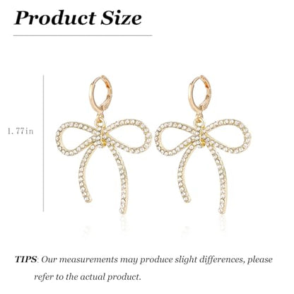 Pearl Bow Earrings for Women Coquette Aesthetic Jewelry Rhinestone Bow Earrings for Bridesmaids Wedding Party Accessories Bridal Costume Accents Bowknot Themed Gifts - color: K3: Bow Hoop Earrings