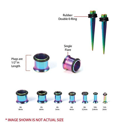 36pcs Ear Stretching Kit 14G-00G Surgical Steel Tapers Tunnels Gauges Set for Starter Women and Men Expanders Body Piercing Jewelry - color: Rainbow