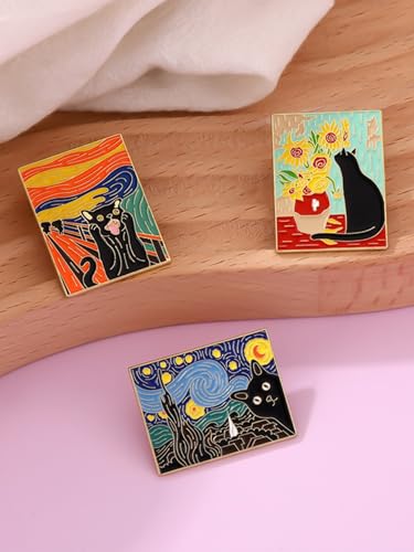Cartoon Animal Enamel Brooch Set Cute Butterfly Duck Cat Lapel Pins for Backpacks Jacket Decoration Gifts for Friends - style: Cat