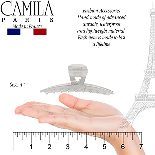 Camila Paris CP3227 French Hair Clip for Women, Narrow, Strong Hold Grip Double Teeth Girls Hair Claw Clips Jaw, Fashion Durable Styling Hair Accessories for Women, Made in France - color: Gray 4"