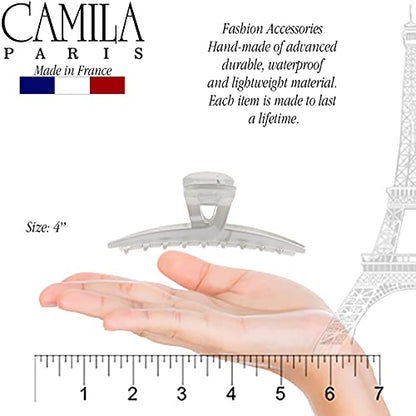 Camila Paris CP3227 French Hair Clip for Women, Narrow, Strong Hold Grip Double Teeth Girls Hair Claw Clips Jaw, Fashion Durable Styling Hair Accessories for Women, Made in France - color: Gray 4"