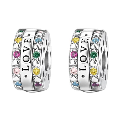 Clip Stopper Spacer Charms for Bracelets Necklaces, Compatible with Pandora,Jewery Making DIY - style: 2PCS Pave Love Clips