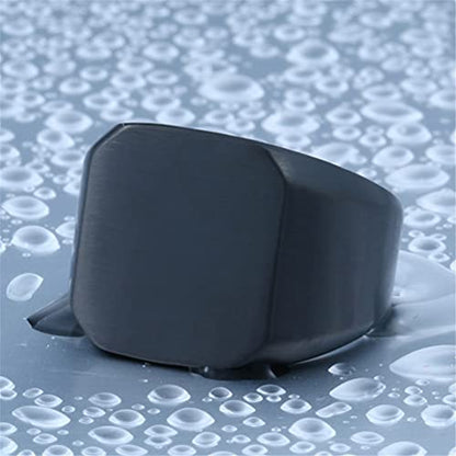 HIJONES Mens Stainless Steel Signet Ring Matte Brushed Square | Simple Statement ,Wedding Band,Polished Round - color: Square-Black