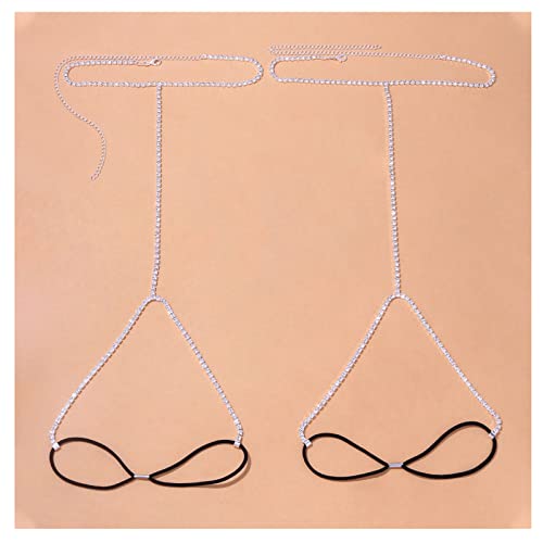 Rhinestone Leg Chain Thigh Chain Elasticity Crystal Body Accessories Jewelry for Women - color: Silver