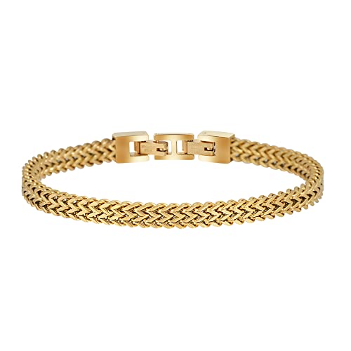 Geoffrey Beene Men’s Stainless Steel Double Franco Chain Bracelet with Extension - color: Gold, size: 9.5"