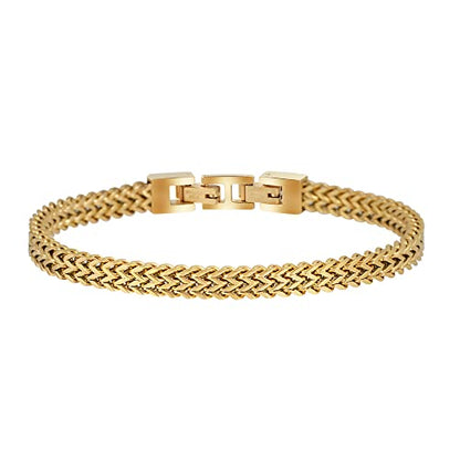 Geoffrey Beene Men’s Stainless Steel Double Franco Chain Bracelet with Extension - color: Gold, size: 9.5"