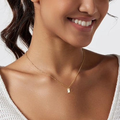 Zeffy Diamond Necklaces for Women, Dainty Gold Necklace 18k Gold Plated Layered Necklaces Simple Gold CZ Diamond Pendant Necklaces for Women Trendy Jewelry Gifts for Girls - color: Gold Birthstone Diamond Necklace
