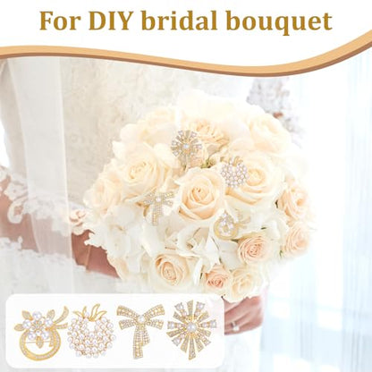 4pcs Brooches and Pins for Women, Flower Brooch, Crystal Pearl Brooch, for Women Fashion Accessories - style: wings